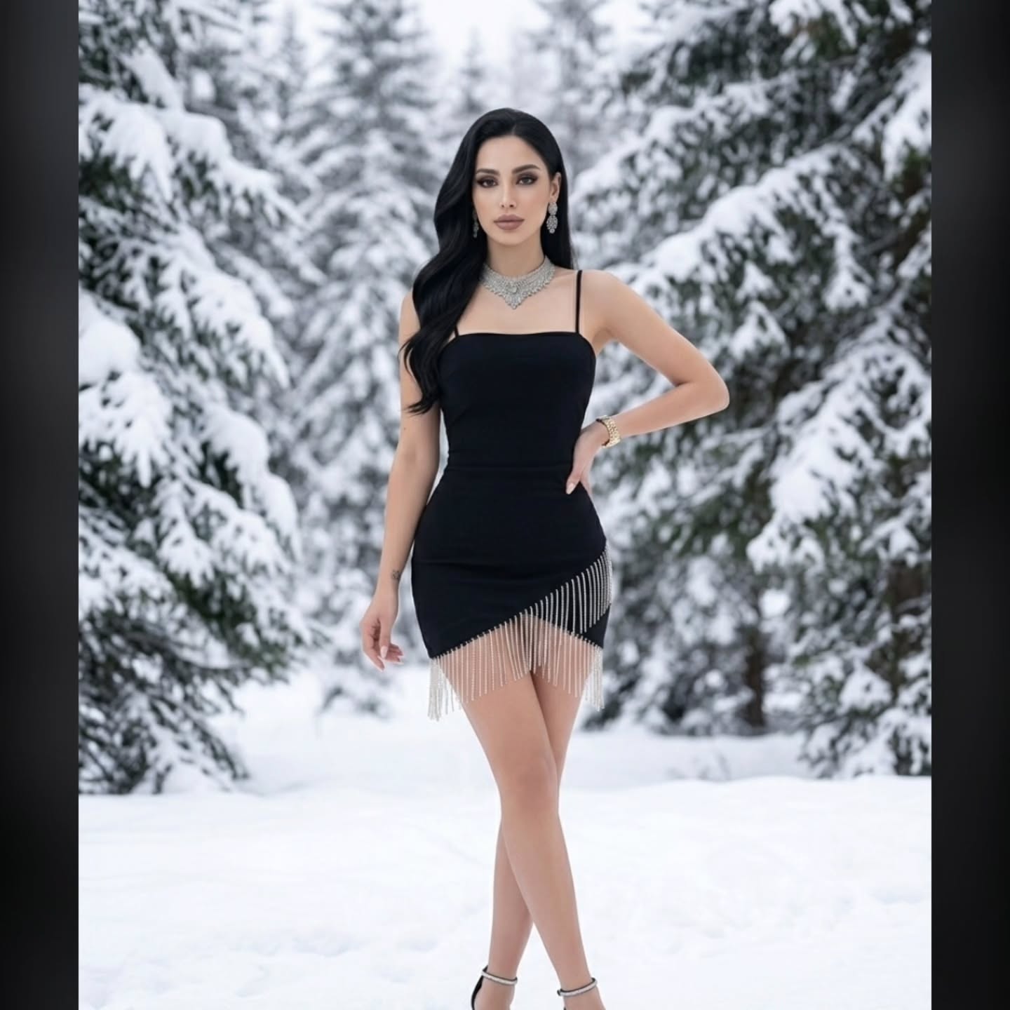 Vestido negro hombros descubiertos