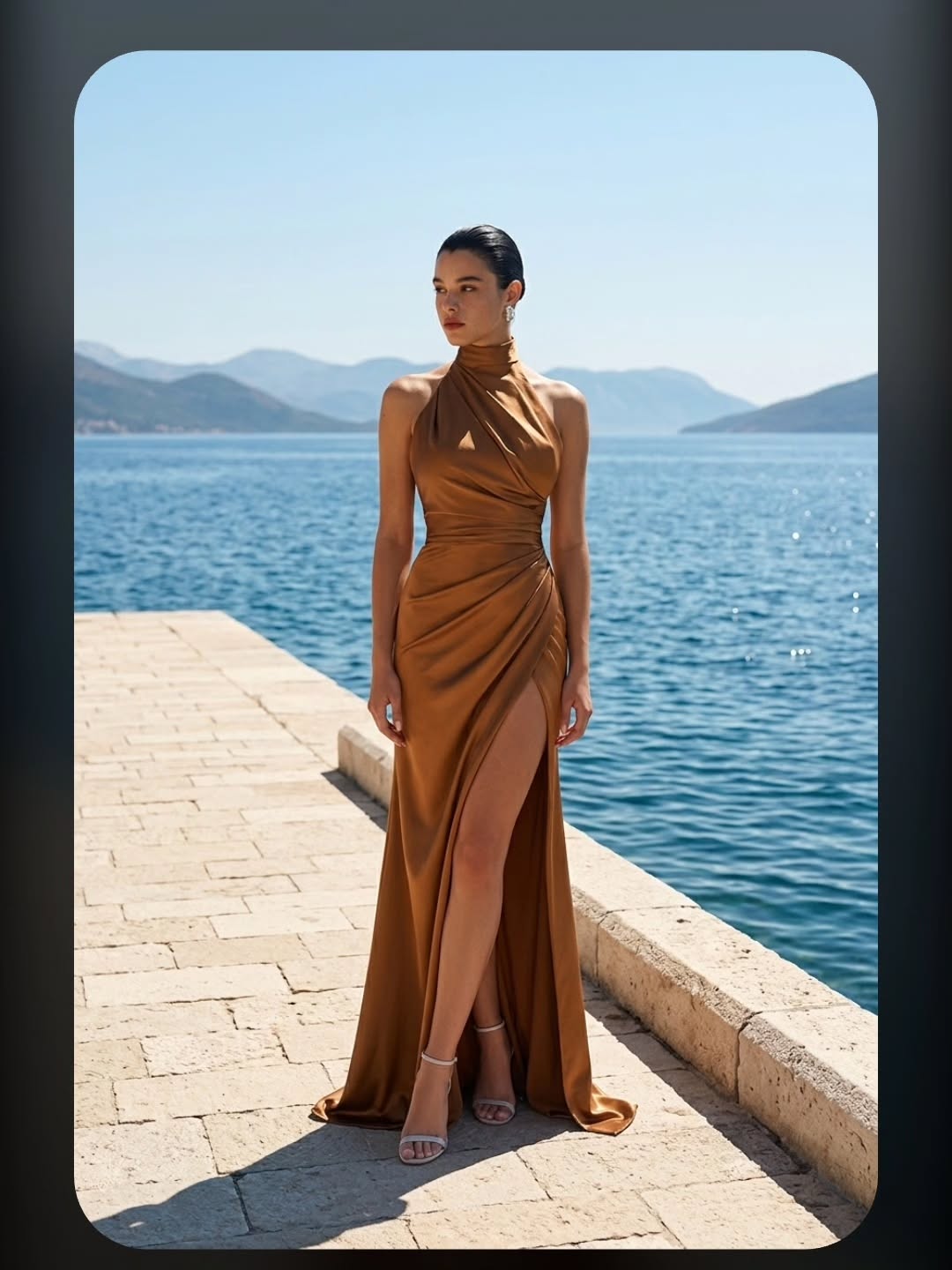 Vestido cobre satén