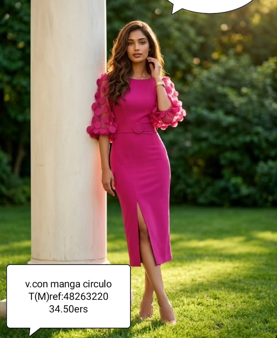 Vestido fucsia manga abullonada